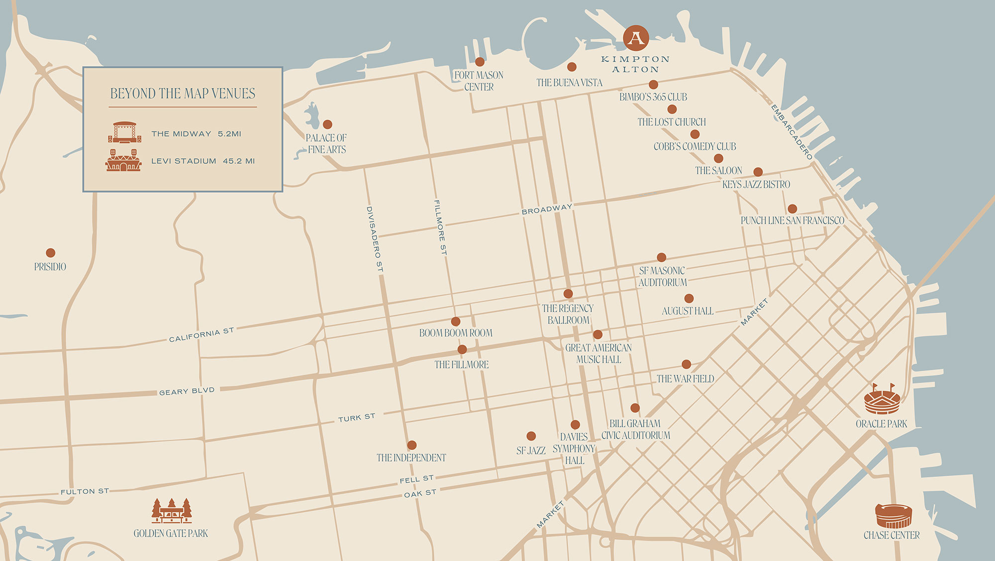 Kimpton Alton Hotel San Francisco Music Venues Map