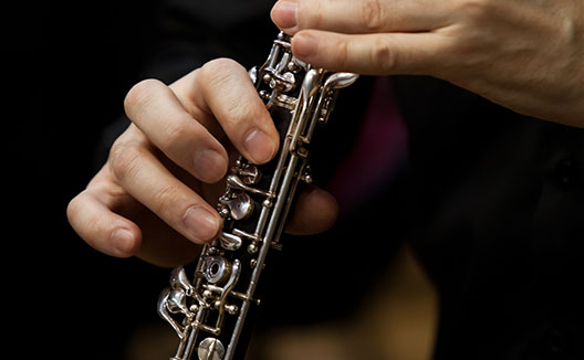 hands playing clarinet